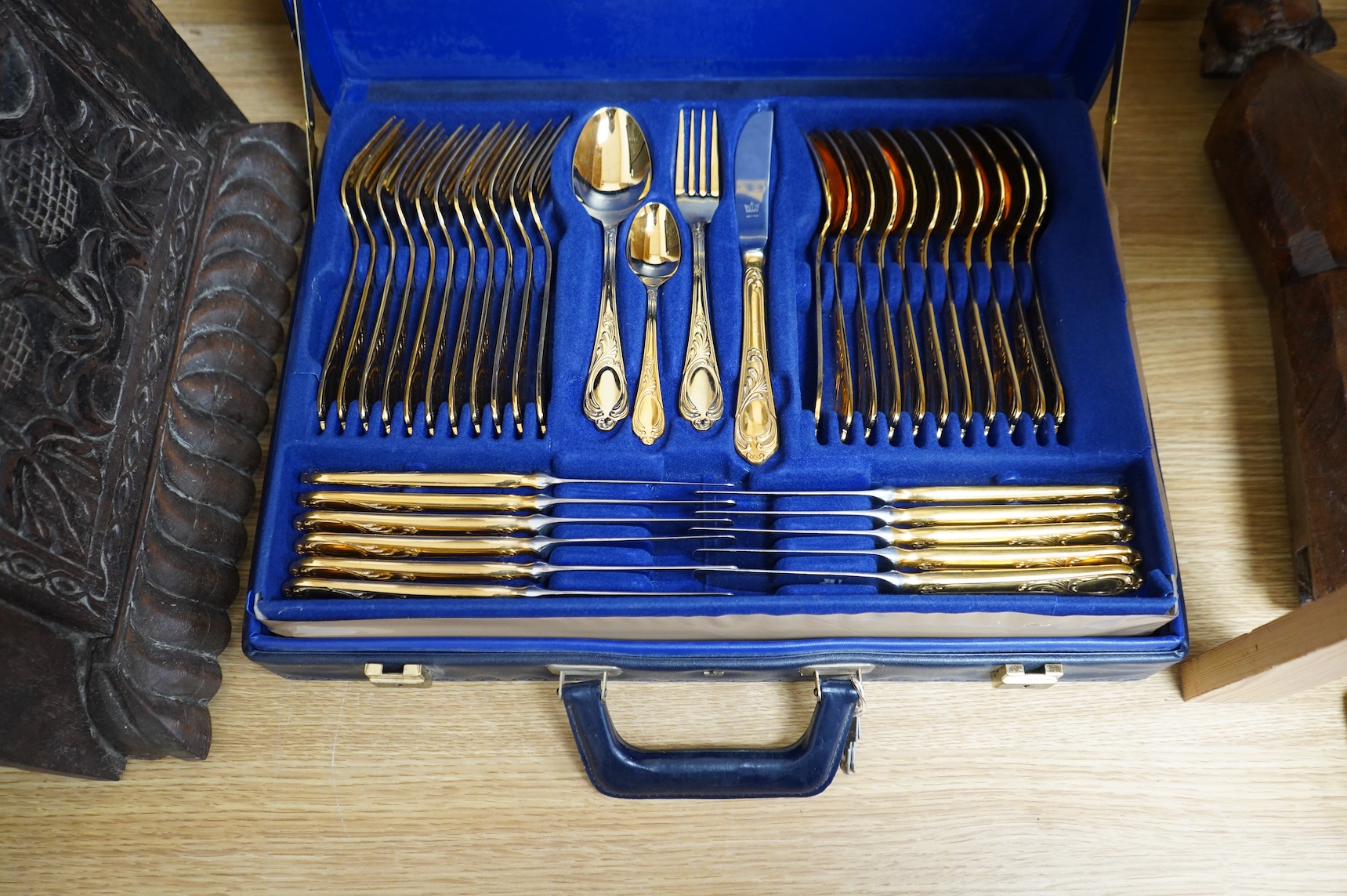 A Bestecke Solingen gold plated canteen of cutlery